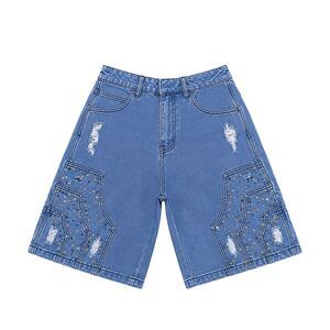 Hudson Outerwear Shorts Carpenter Stud& Fancy Stone Denim Mens Blue 644